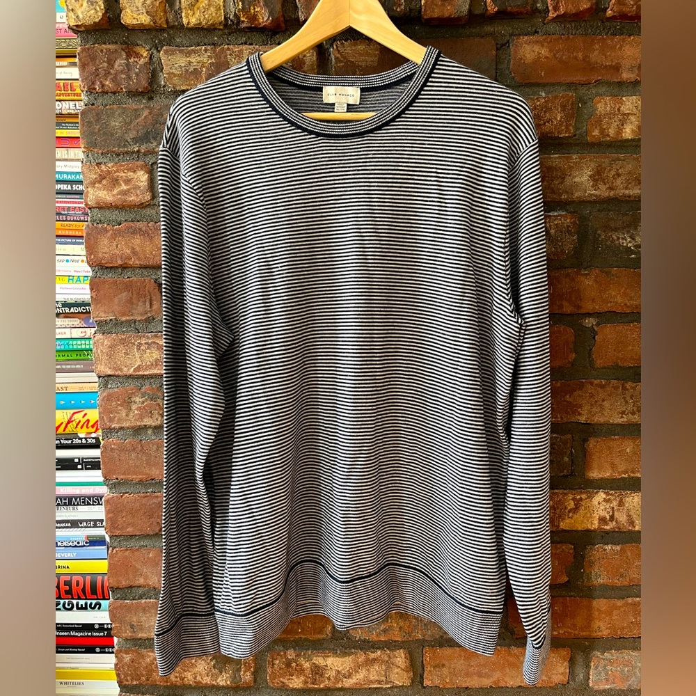 Club Monaco navy and white striped sweater